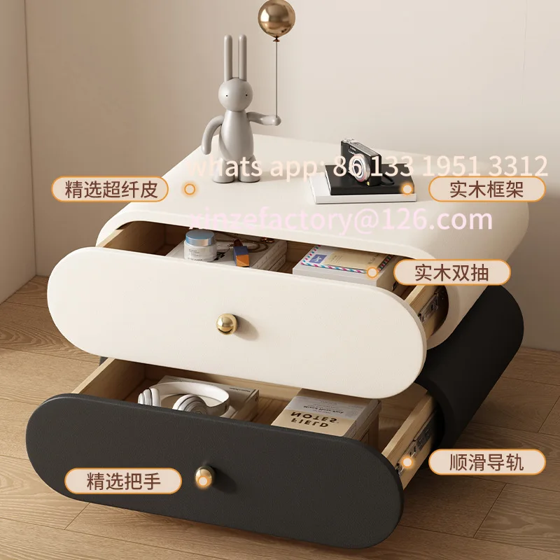 

Customizable Italian-style all-solid wood bedside table, bedroom small, very simple, modern, high-end bedside storage cabinet