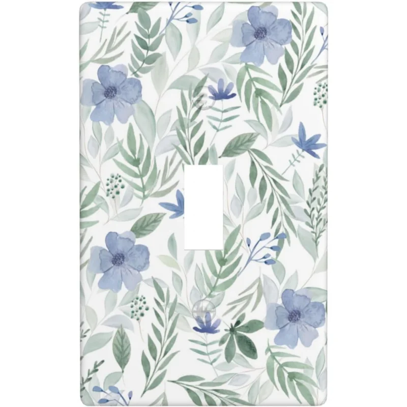 

Акварель, синий цветок, зеленые листья, одинарный тумблер, крышка переключателя света, 1-бандовая декоративная розетка, электрическая настенная панель