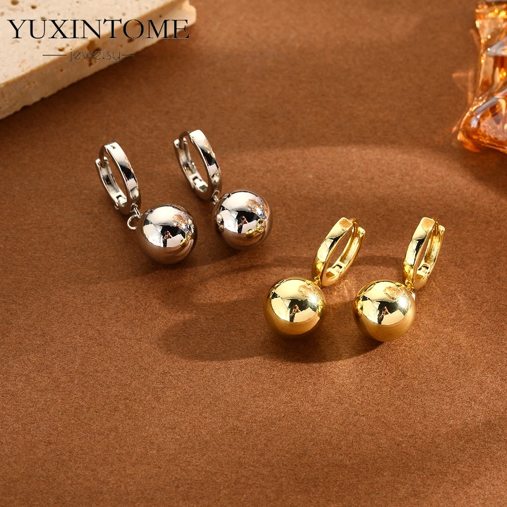 

Модные серьги-кольца 2025 года с гладкими металлическими шариками и подвесками из стерлингового серебра 925 пробы для женщин в стиле панк-рок