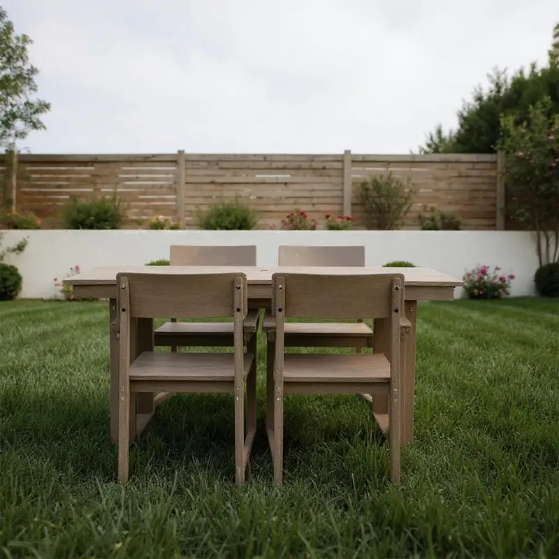 

5-Piece HDPE Outdoor Dining Set for 4 - Weather-Resistant Patio Table with Umbrella Hole & 4 Arm Chairs, Durable Garden