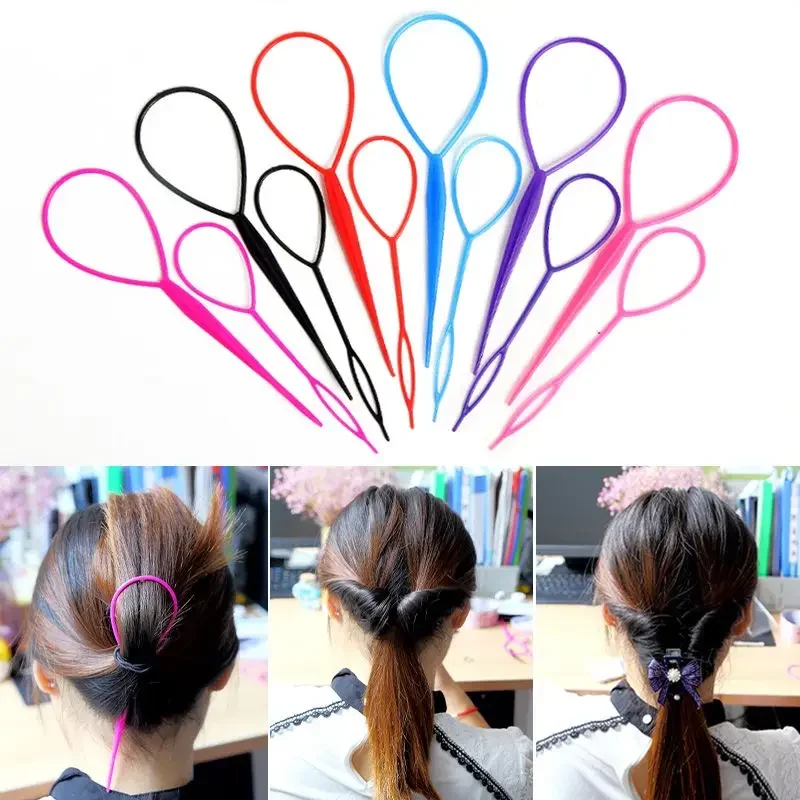 

Braiders HOT 2-4pcs Ponytail Creator Plastic Loop Styling Tools Black Topsy Pony Topsy Tail Clip Hair Braid Maker Styling Tool
