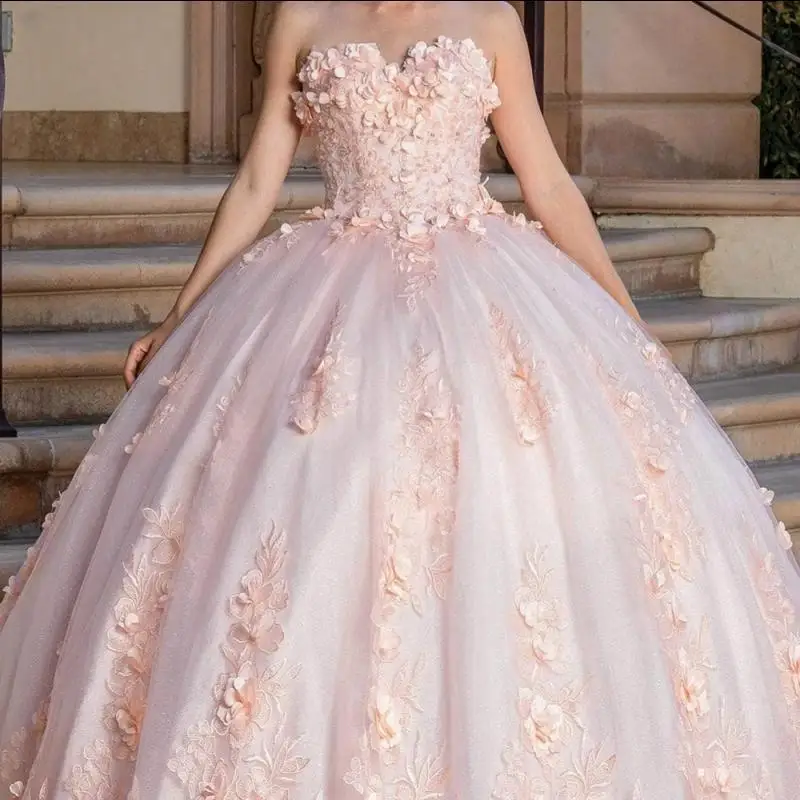 Pink Sweetheart Neack Ball Gown Quinceanera abiti Appliques paillettes Evening Prom Dress Custom Made Party Vestidos De Novia