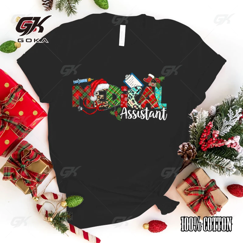 New Christmas Medical Assistant Graphic Print Shirt Tees Summer T-Shirt Short Sleeve Fashion Personality Streetwear Casual Tops