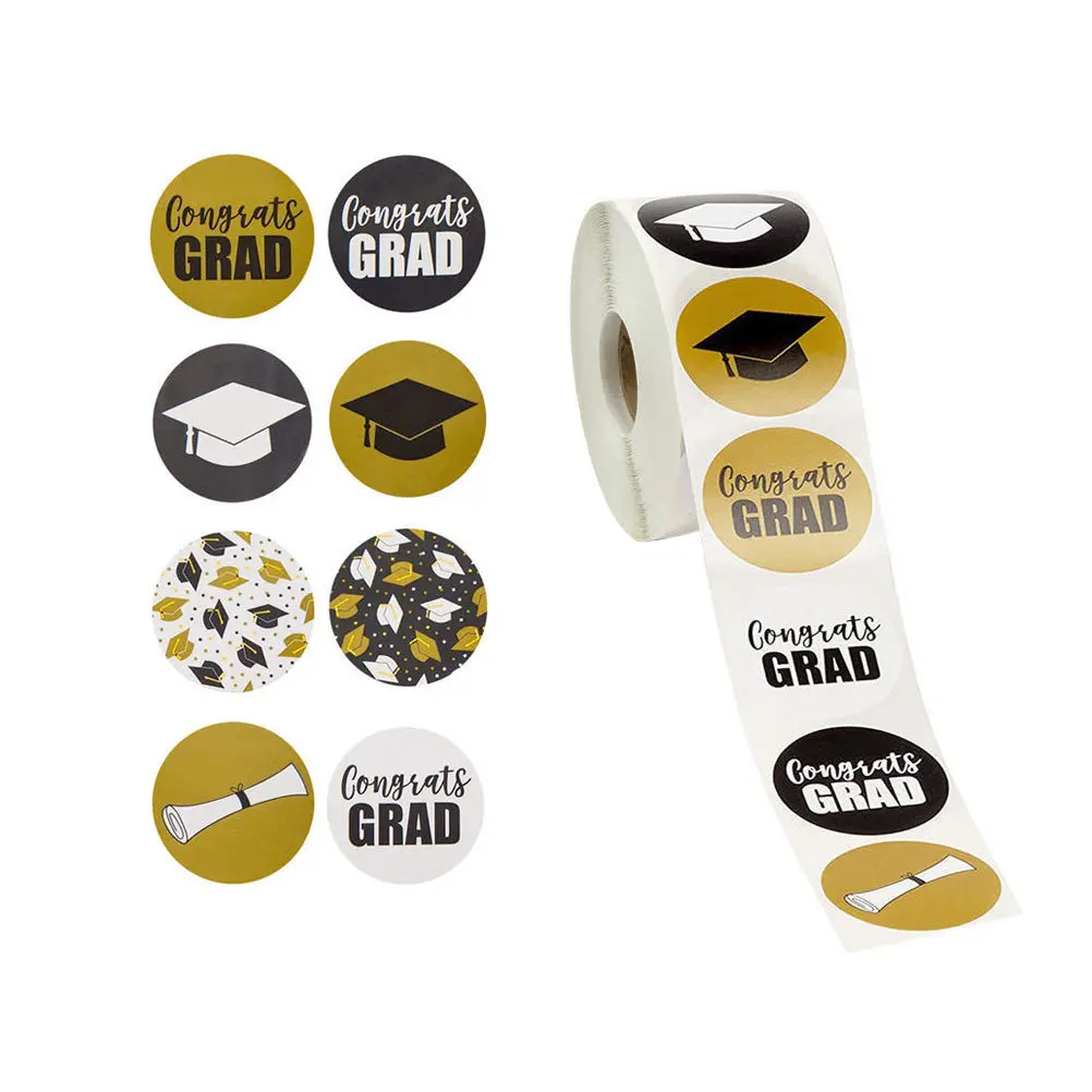 

2 Rolls Graduation Stickers Self Adhesive Paper Stickers Decorative Party Gift Graduation Season Celebration Sticker Pack