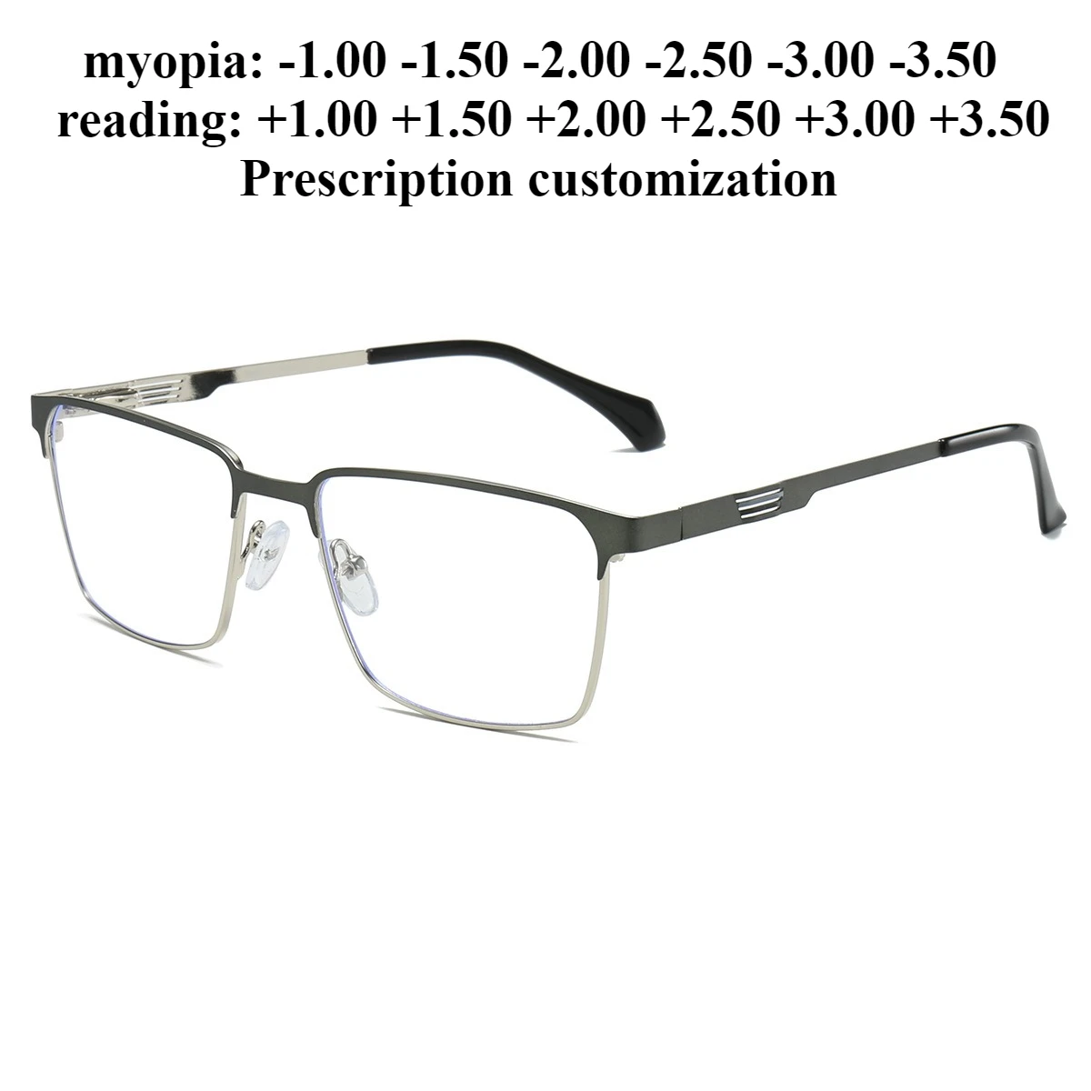 

54-17New Men's Full-frame Glasses Anti-blue Light Reading Glasses Large-frame Flat Glasses Custom Prescription Different Degrees
