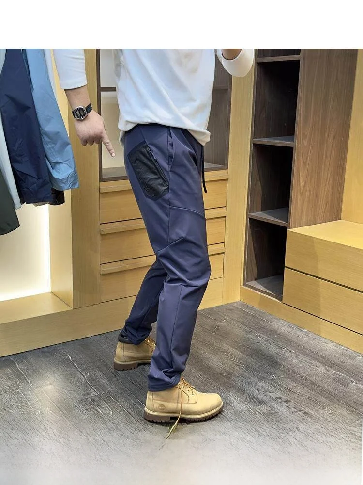 

High-End Soft ell Men's Fce Lined Windproof Trousers 4D Surrounding Tailoring ket Pring Glue Casual Pants