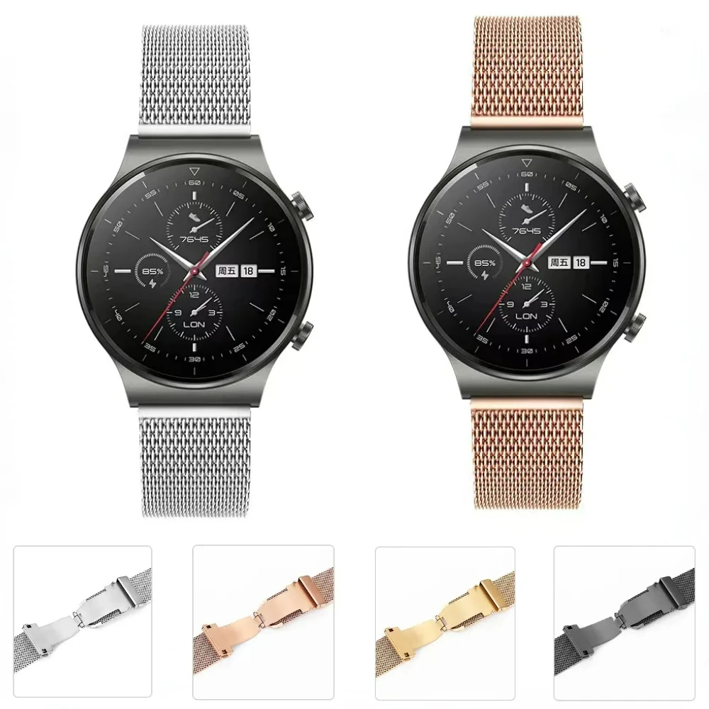 

22mm 20mm Milanese Strap for Huawei Watch 4 3 Pro/GT4 3 2 2e 46mm Metal Bracelet for Samsung Watch 6 5 4 3 Gear S3/Amazfit GTR 4