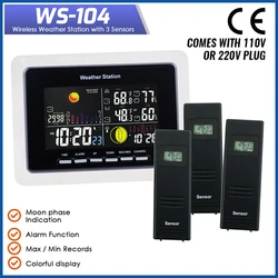 Digital Temperature Humidity Wireless Weather Station with 3 DCF RCC Remote Sensor Outdoor Indoor Weather Station