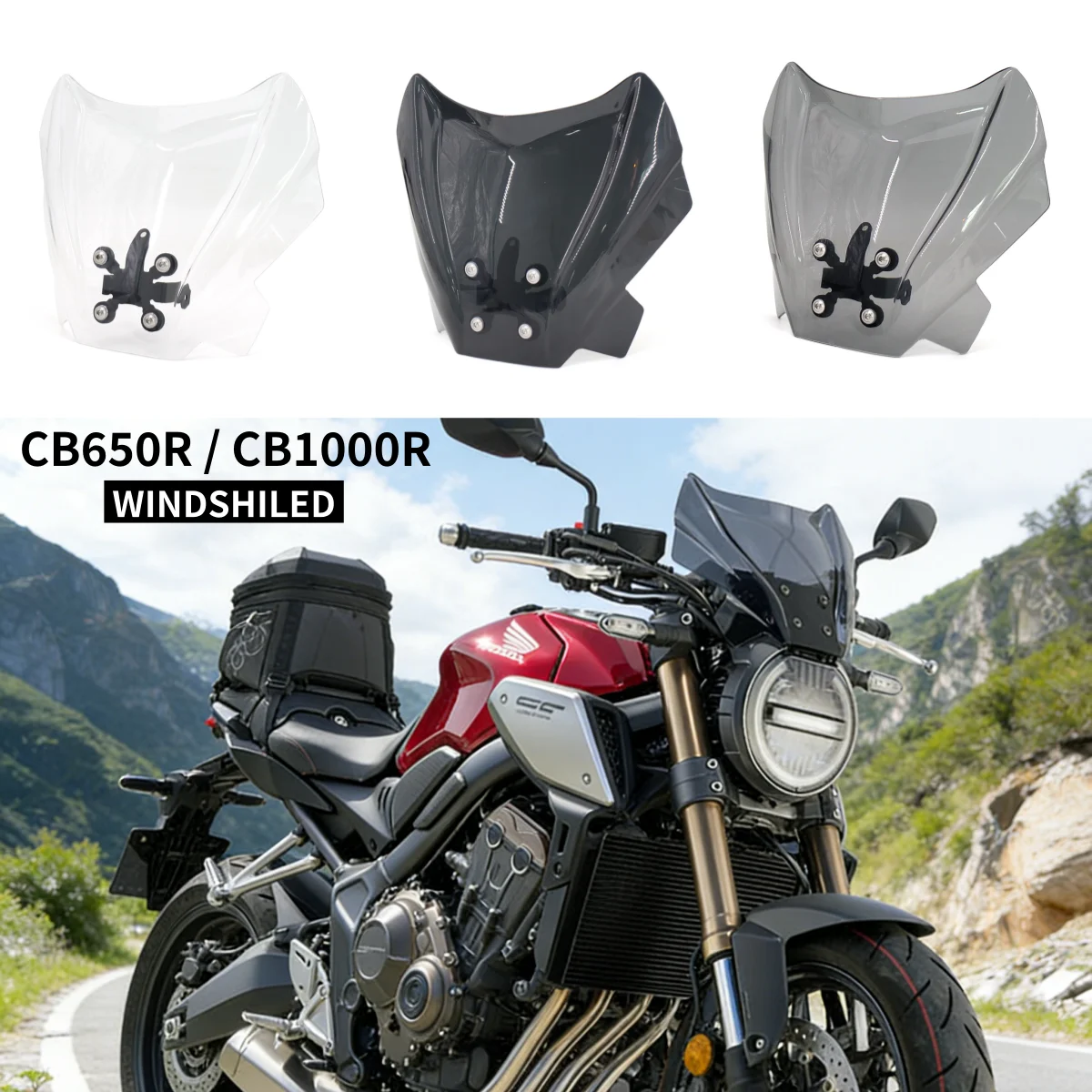 

For Honda CB 650R CB650R CB1000 R CB1000R Motorcycle Windshield Windscreen Air Wind Deflector With Bracket 2023 2022 2021 2020