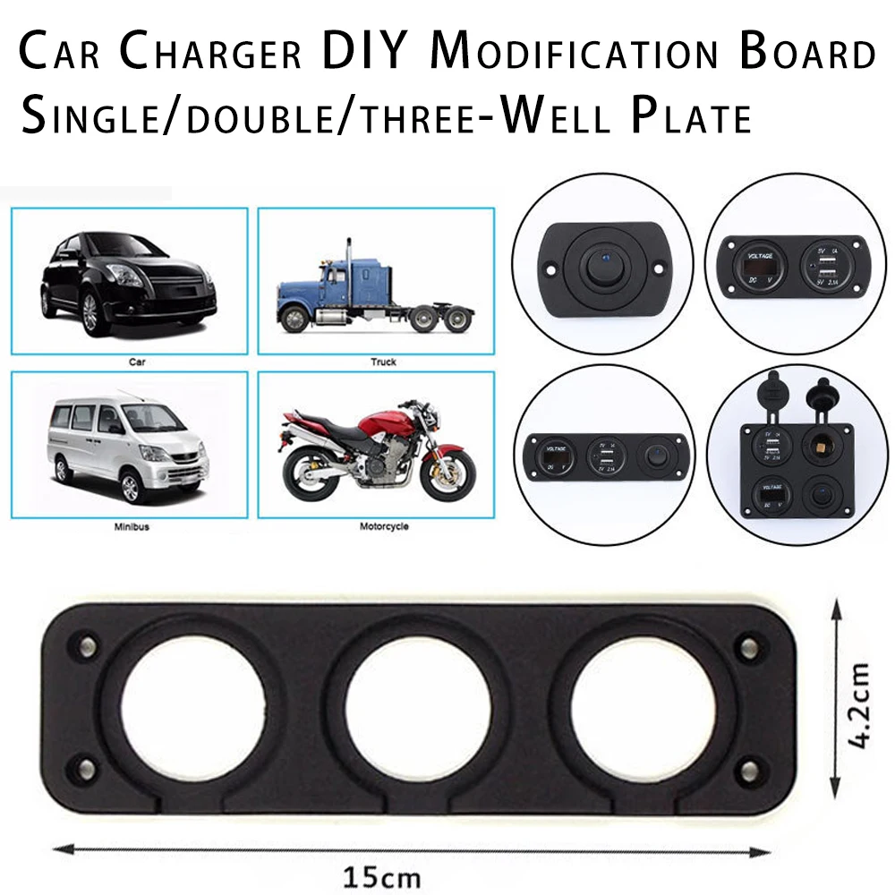 1/2/3 Hole DIY Car Boat Motorcycle ATV RV Cigarette Lighter Panel - Abs Panel Wholesale Compatible for Boat Motorcycle Truck