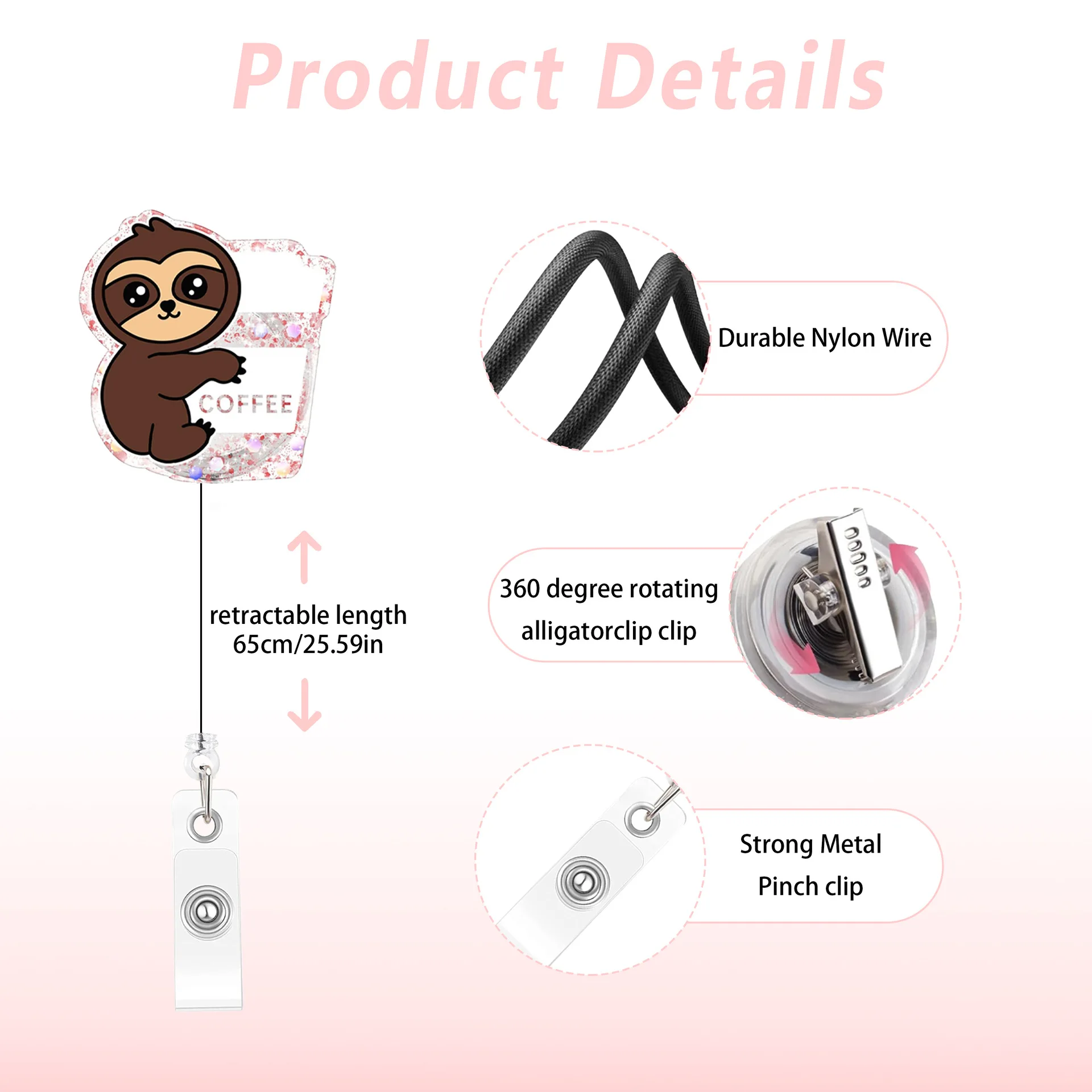 2026 New Design 1 Piece Shiny Acrylic Anime Cat Capybara Frog Animal Nurse Doctor Badge Reel Student ID Card Holder Lanyard