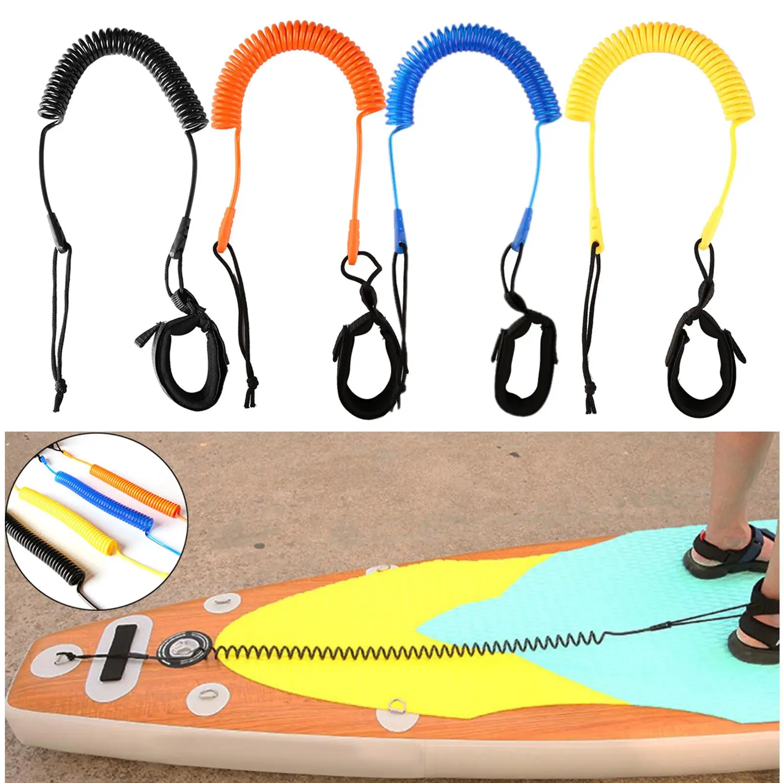 

Поводок для лодыжки — поворотный — спиральный на 10 футов — для доски для серфинга Sups Stand Up PaddleBoard