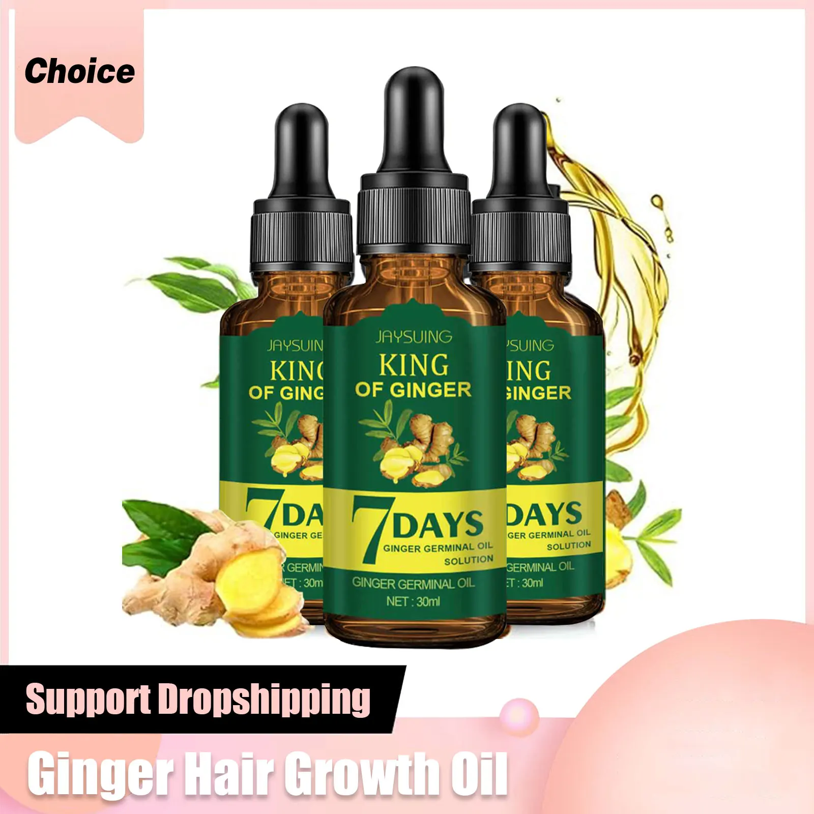 Ginger Hair Growth Oil Fast Growing Repair Damaged Nourishes Scalp Strengthen Roots Hair Loss Treatments Hair Thickening Serum