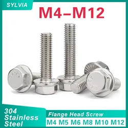 M4 M5 M6 M8 M10 M12 A2-70 304 Stainless Steel Hexagon Head with Serrated Flange Cap Screw Hex Washer Head Bolt DIN6921