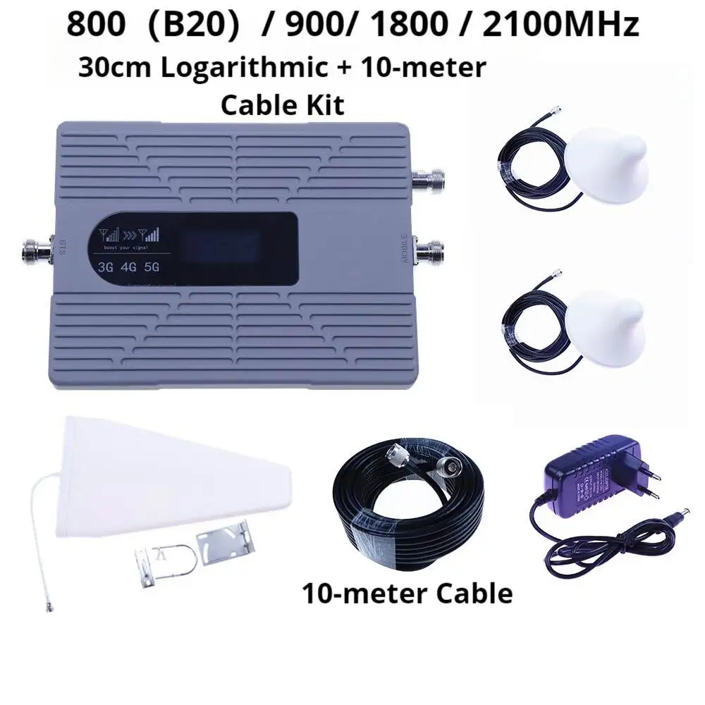 5G Mobile Signal Amplifier Kit Dual Head Four Frequency Power Booster with Enhanced Coverage for Multiple Frequency Bands