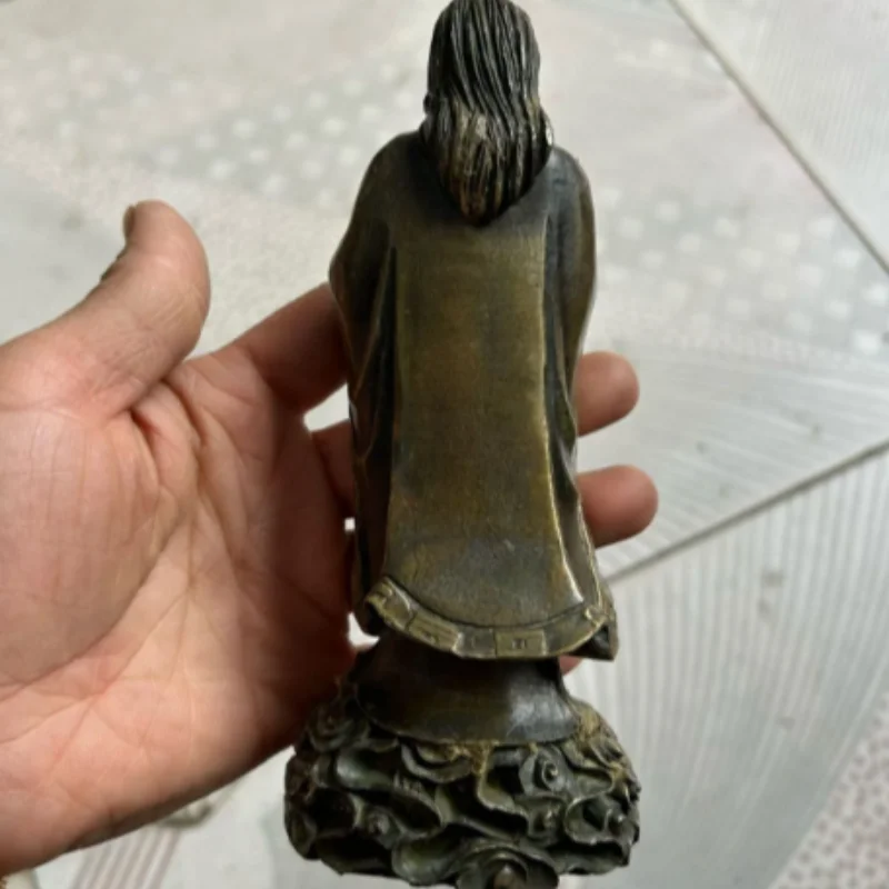 Antique Copper Laozi Oriental Taoist Sage Standing Statue, Wisdom & Harmony Feng Shui Craft, Home Study Decor Creative Gift