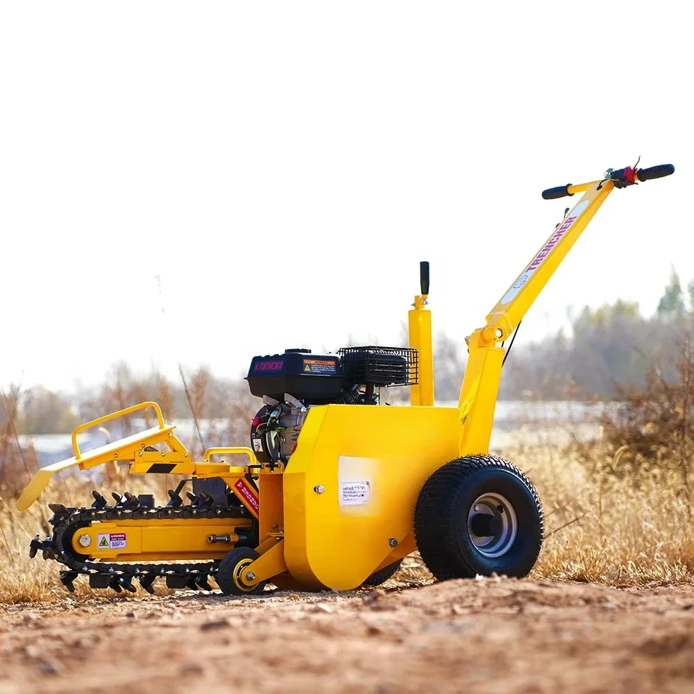 Mini Trencher Ditcher 7HP Max Depth 450mm Farm Trencher with Chain Saw Ditching Mini Trencher