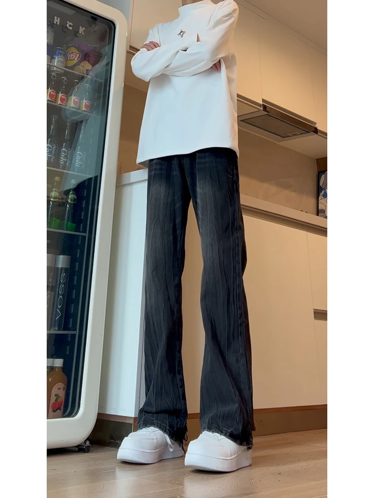 

Trendy Boy's Slim Fit Straight Leg Jeans High Waist Zipper Closure Faionable Wear Resistant Polyester Fiber Spring Season