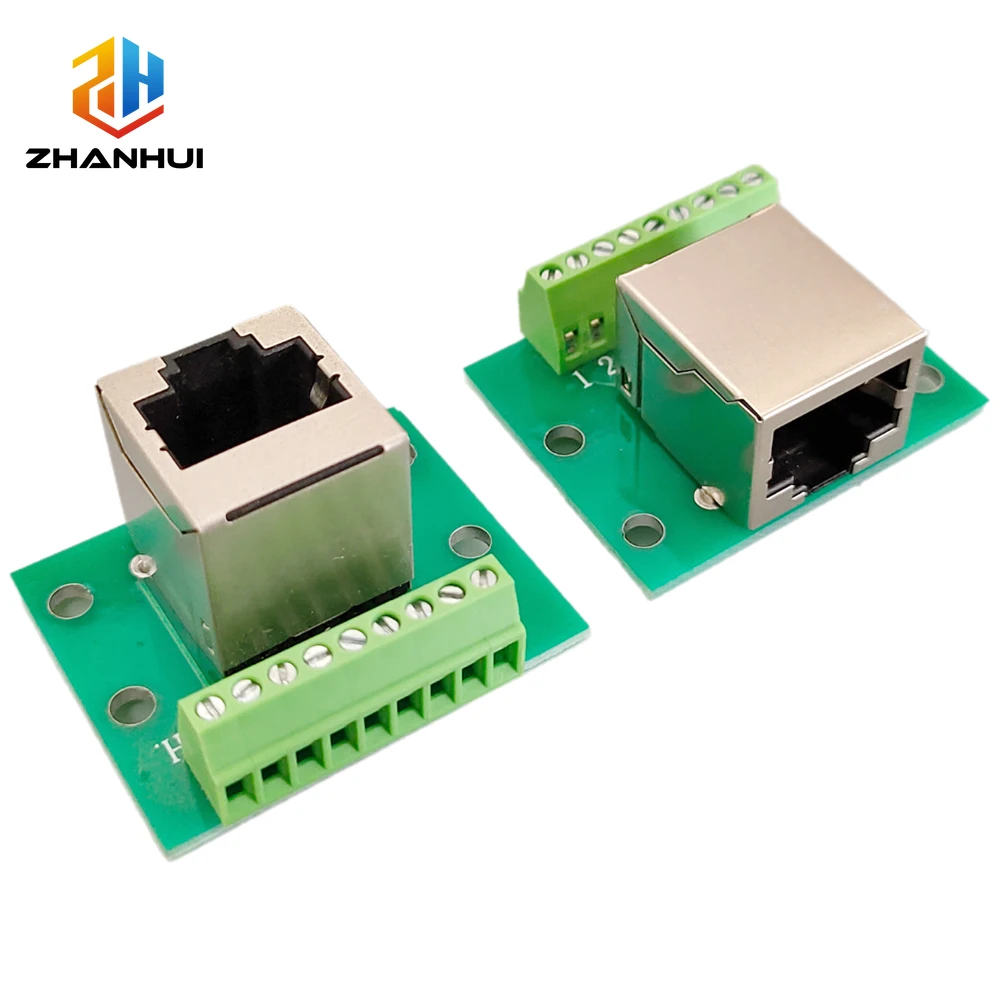 1PC RJ45 Female to KF128 9Pin Screw Terminal Breakout Board 2.54mm Pitch Ethernet Adapter PCB Circuit Connection Module