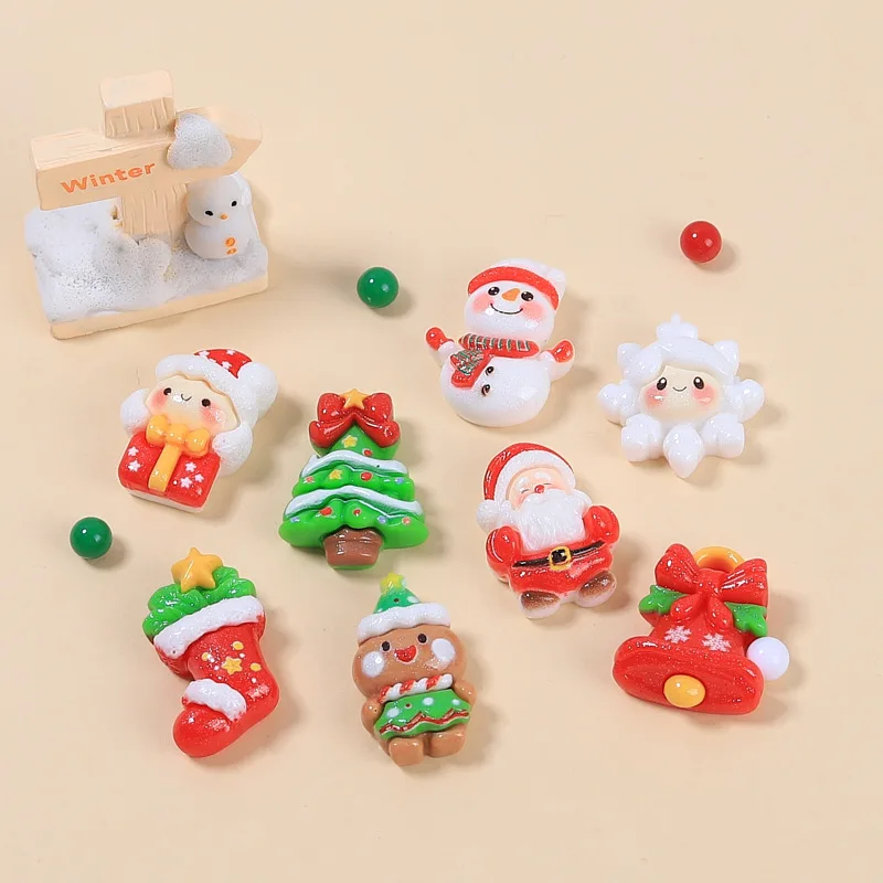 

2025 Cream glue resin accessories cartoon handmade DIY hair clip accessories hole shoe buckle material cute Christmas snowman