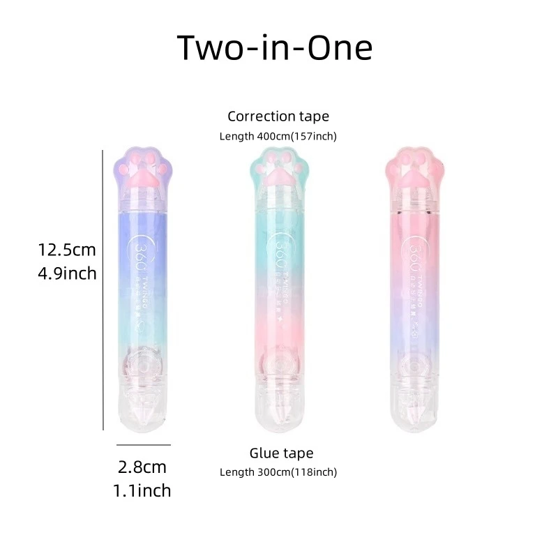 1pcs Cute Cat Paw Two-in-One Correction Tape & Glue Tape Portable Size Correcting Tools F7584