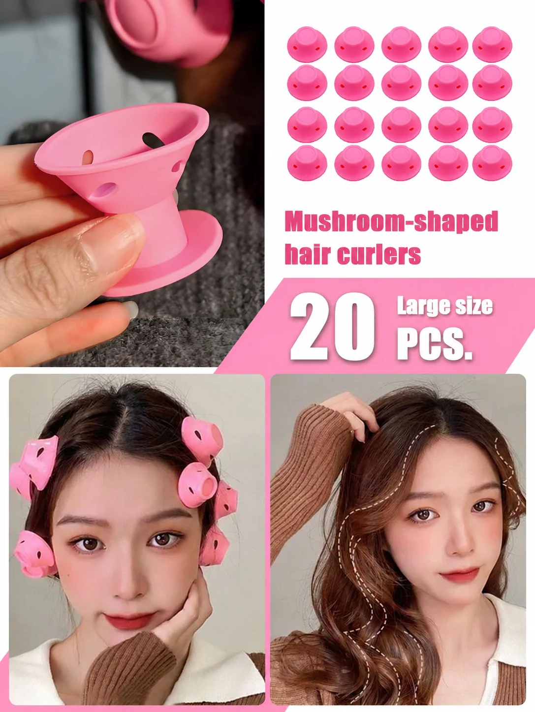 10/20Pcs Mushroom Hair Rollers for Bangs Short Hair Heatless Sleep Curls Plastic Air Bangs Styling Tools No Damage Lazy Curler