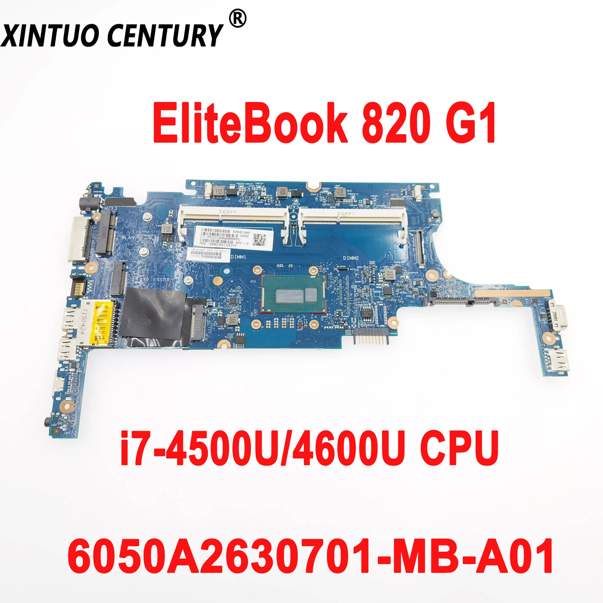 

731066-001 motherboard for HP EliteBook 820 G1 laptop motherboard 6050A2630701-MB-A01 with i7-4500U/4600U CPU DDR3 100% tested