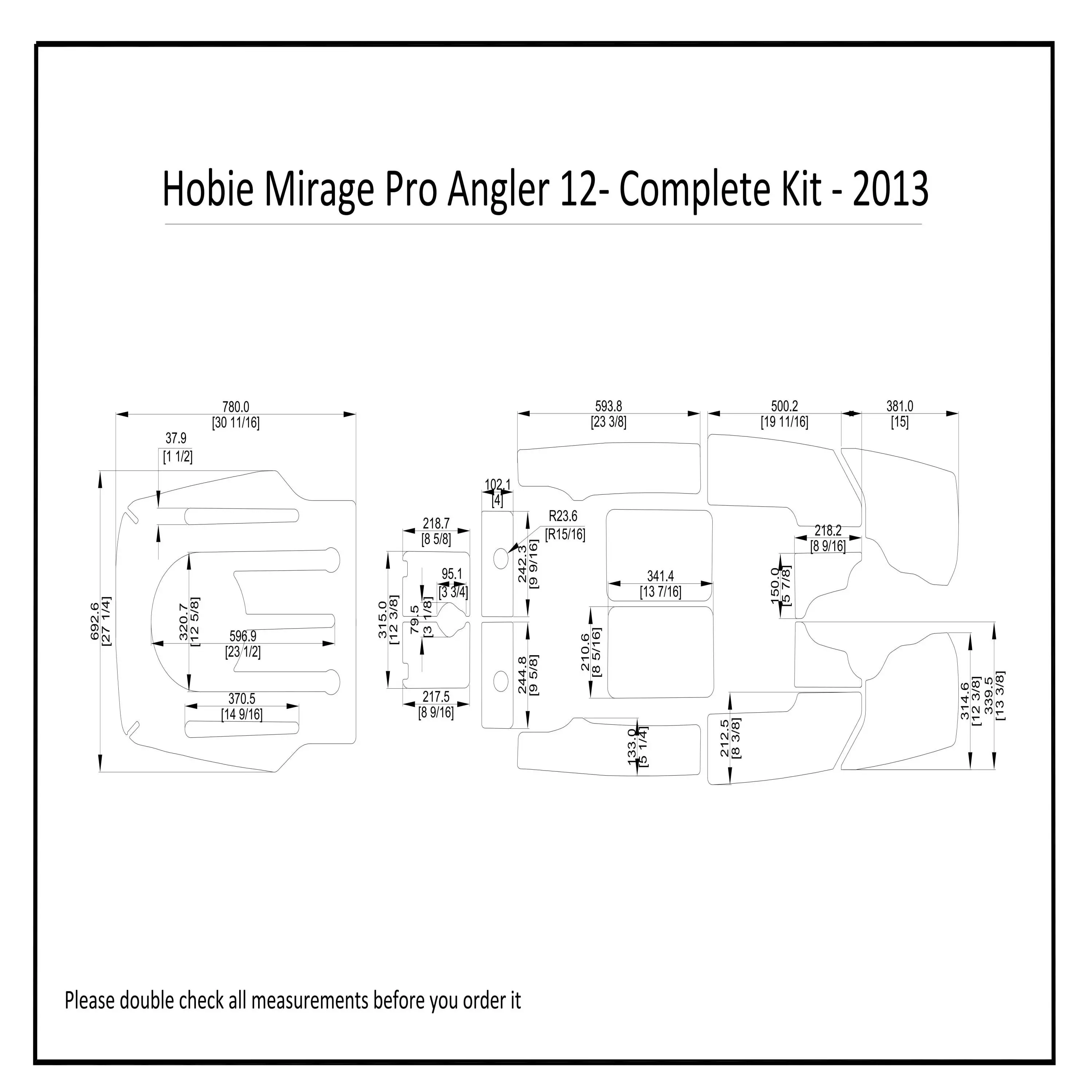 2013 Hobie Mirage Pro Angler 12 Complete Kit Kayak Boat EVA Foam Deck Floor Pad