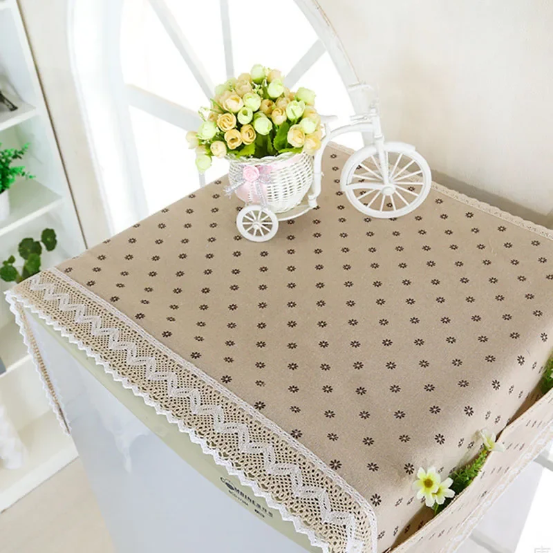 55x120cm Cotton Linen Refrigerator Covers Dust Covers Refrigerator Cloth Protection Dustproof Lace Washing Machine Cover Towel
