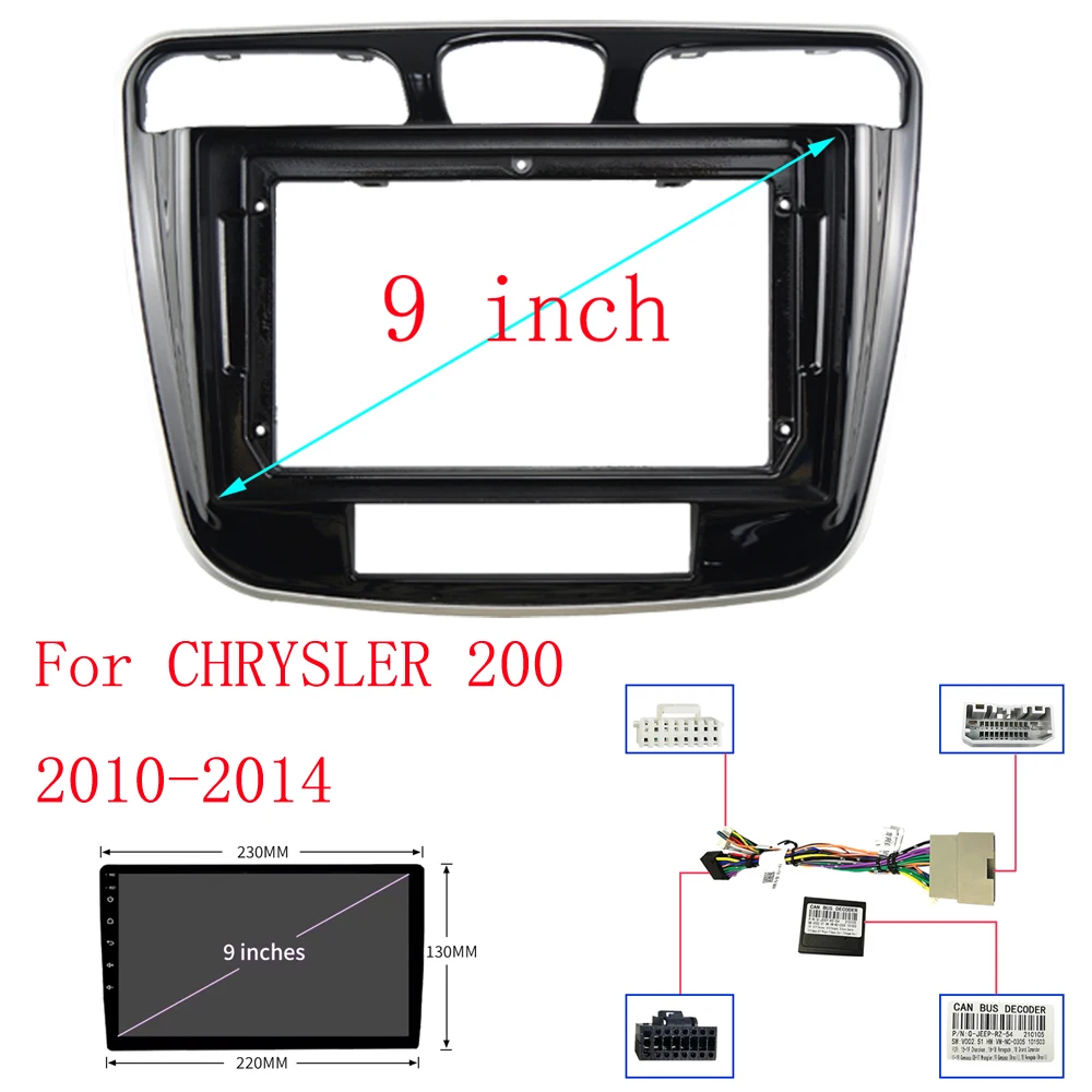 

WQLSK 9 Inch Car Frame Fascia Adapter Canbus Box Android Radio Dash Fitting Panel Kit For CHRYSLER 200 2010-2014