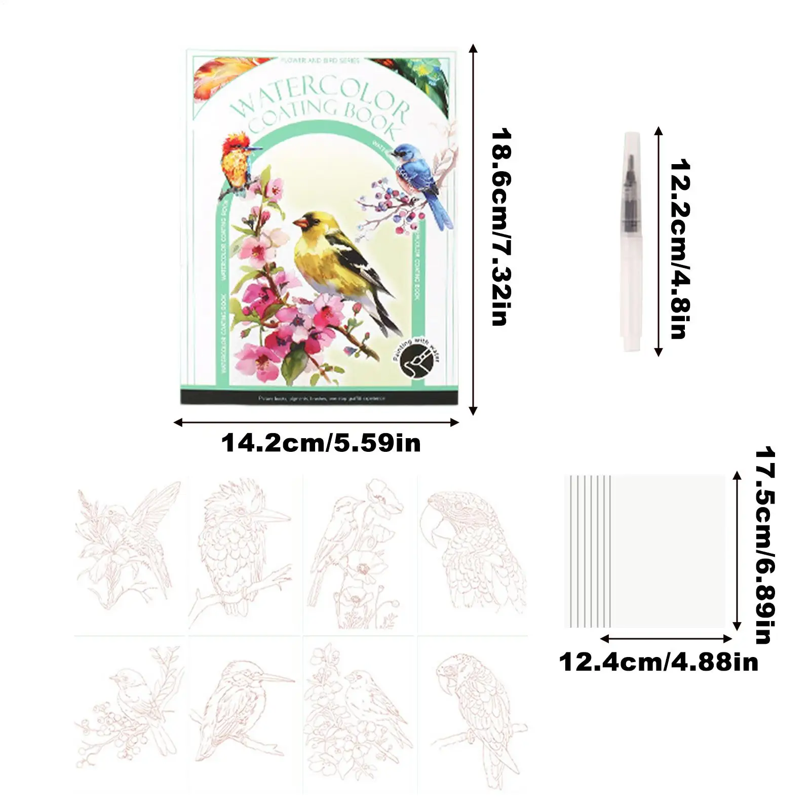 كتاب تلوين مائي 3 أضعاف محمول احترافي رسم مائي كتاب رسم للكبار للمبتدئين الفنانين السفر المدرسي المنزلي