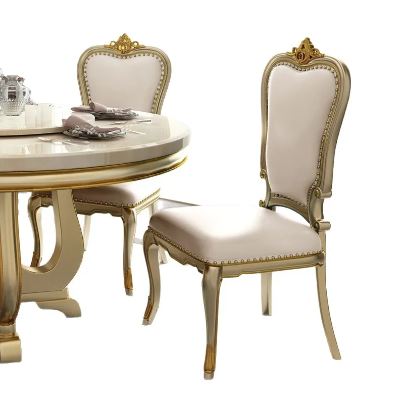 

American light luxury dining table and chair combination solid wood European round table luxury high sense simple table