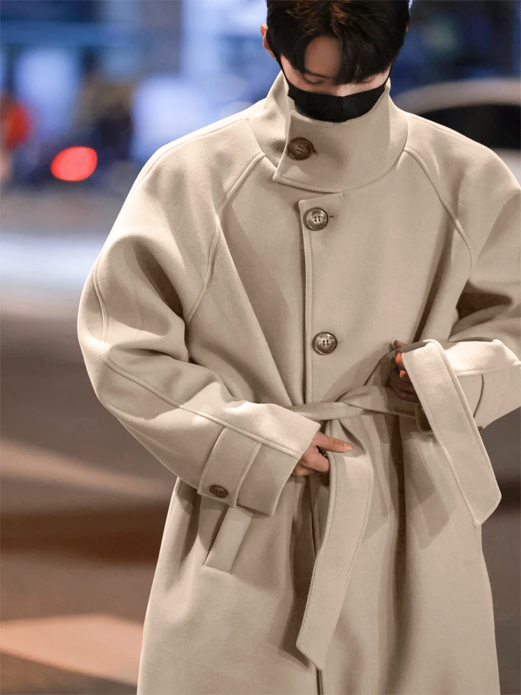 

Мужское шерстяное пальто средней длины, утепленное, зимнее, модное, в корейском стиле, теплое, выше колена, ветрозащитное, повседневное, молодежное, трендовое