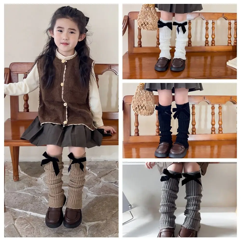 

Cute Cotton Children's Stacked Socks Sweet Warm Leg Warmers Bow Knitted Sock Girl