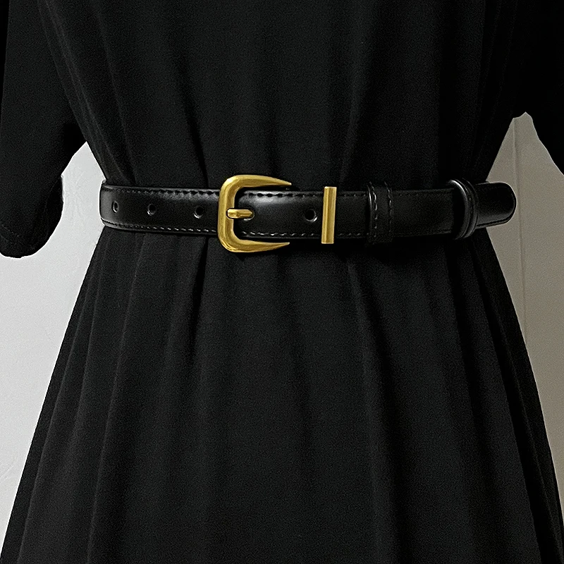

Women's Runway Fashion Vintage Genuine Leather Cummerbunds Female Dress Corsets Waistband Belts Decoration Narrow Belt TB938