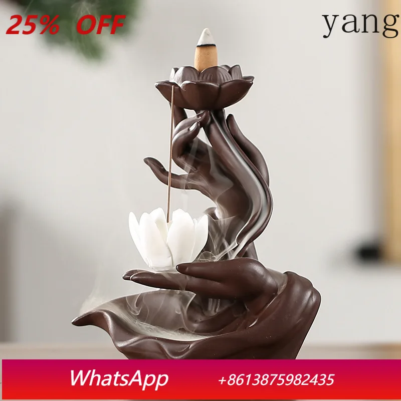 

LH Bergamot Lotus Heart Creative Backflow Incense Burner Purple Sand Sandalwood Burner Home Ornament