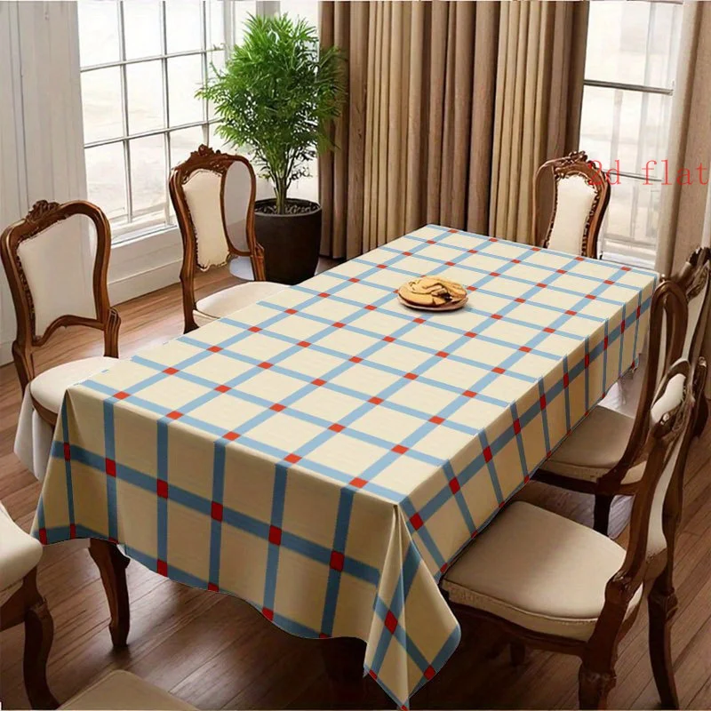 One piece. Soft, fashionable and beautiful blue and red checkered tablecloth, a fine gift.