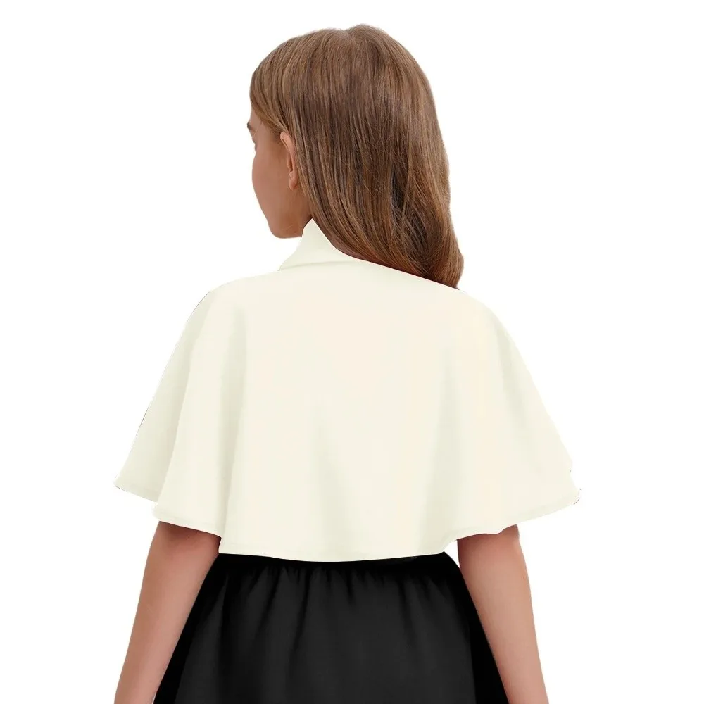 Versatile Elegant Children's Dress Shawl Bowknot Brooch Shawl Wrap Solid Color Cape for Girls