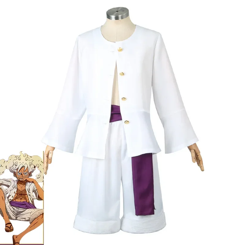 

Anime Monkey D.Luffy Costume Cosplay Luffy White Coat Pants Outfit Costume