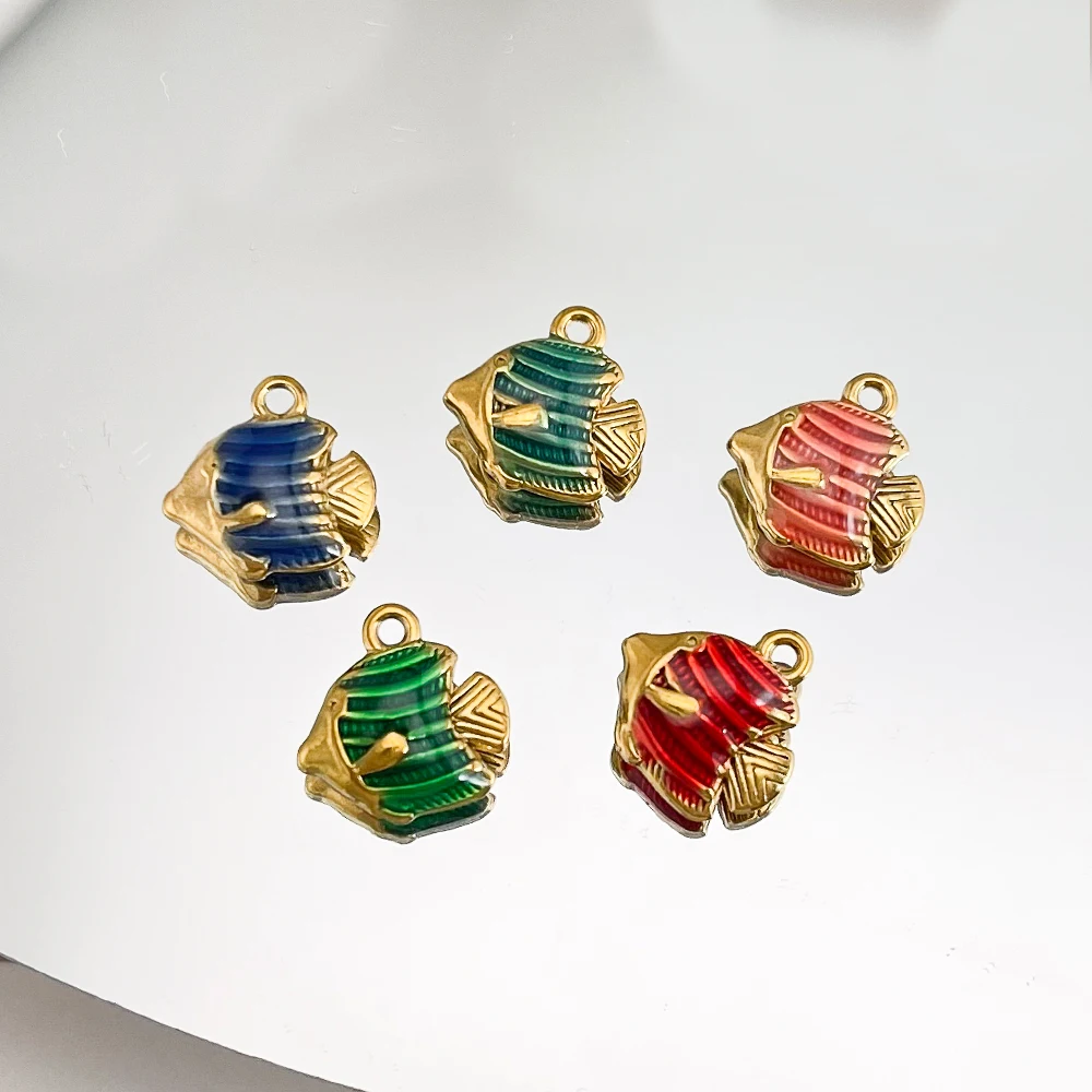 تصميم ودي 40 قطعة 12*13 مللي متر قلادة ذاتية الصنع/شكل سمكة/سحر من الفولاذ المقاوم للصدأ/صناعة يدوية/نتائج ومكونات المجوهرات # 195727