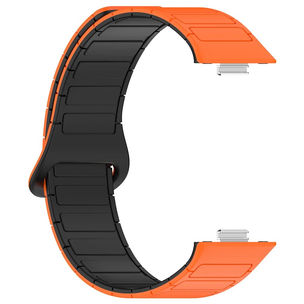 Magnetic Sport Band for Huawei Watch Fit 5 Pro/ Fit 3/ Fit 4 Bracelet Soft Silicone Orange Wristband Breathable Dual Color Strap