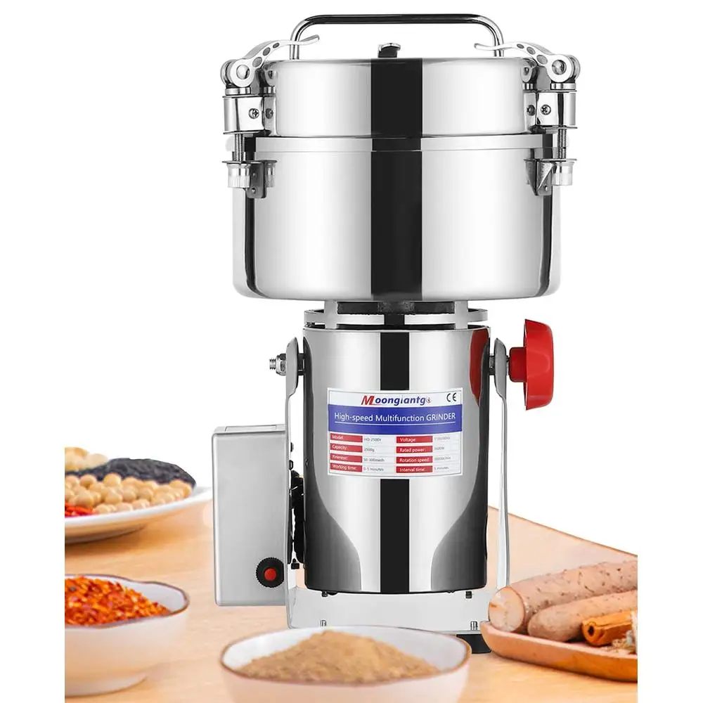 2500g Electric Spice Grinder Stainless Steel LED Digital High Speed Machine Pulverizer Cereals Kitchen Grinder Mill Timer Switch