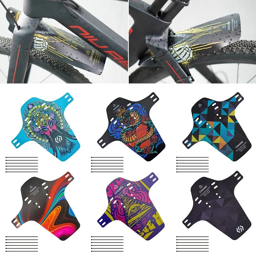 Bike Fenders Front Rear Universal Mudguard Printed Pattern Mud Guard Wings Easy Fixed Carbon Fiber Cycling Accessories Fenders