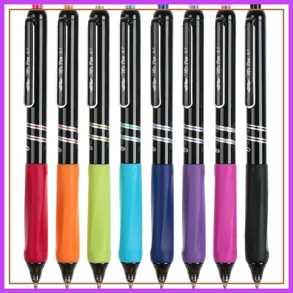 

Retractable Gel Pens, 8 Pack, Vibrant Barrels, Fast Dry, Colorful Ink, Fine Point 0.7mm