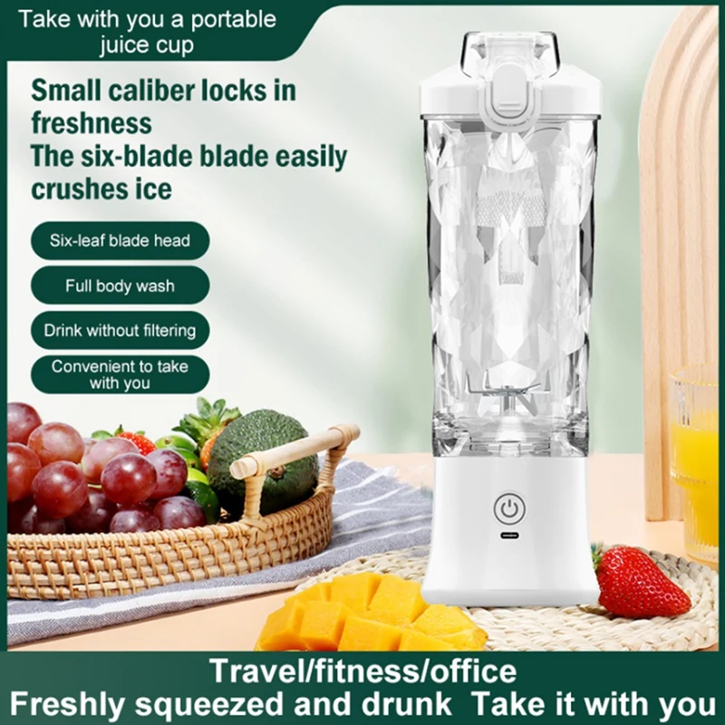 

Portable Blender 600ML Electric Juicer Fruit Mixers 4000Mah USB Rechargeable Smoothie Mini Blender For Home&Travel