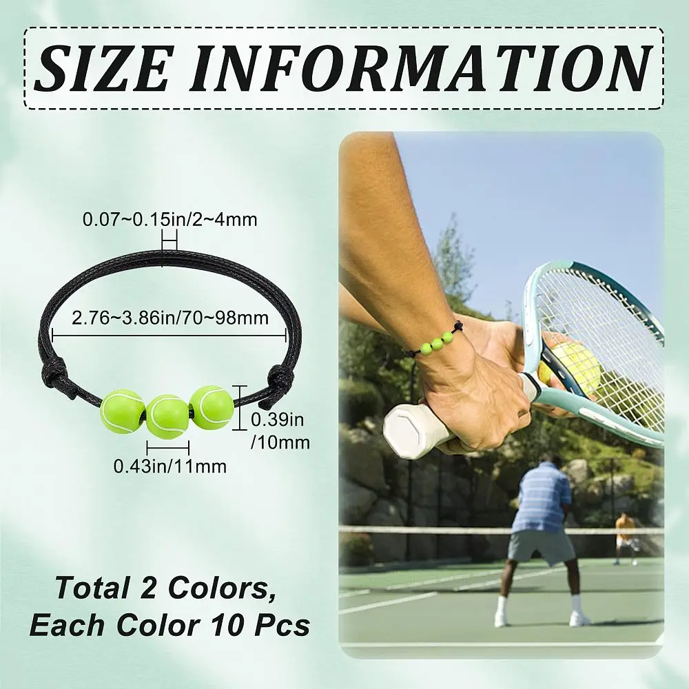 20Pcs Sports Jewellery Charm Bracelets Tennis Charm Bracelets Sports Party Wristbands Rugby Soccer Softball Party Favors
