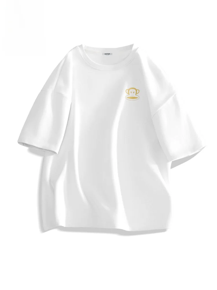 

Monkey Print Gold T-irt Men's Summer Faion Brand f Sve ex White ort Sve Casual Cotton Tee