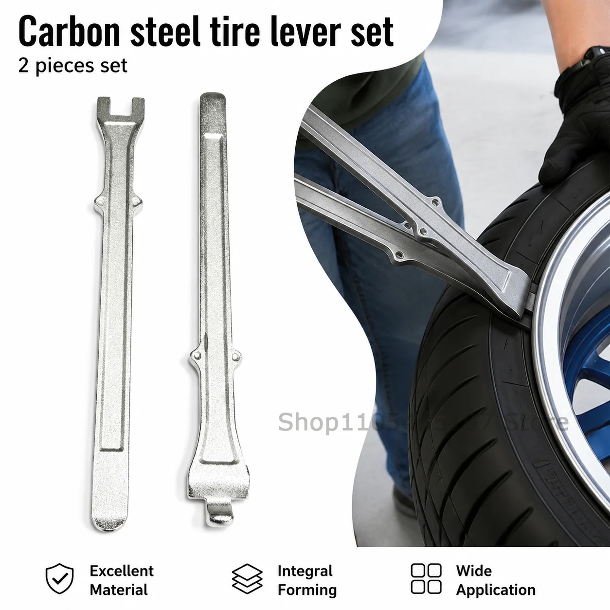 Motorcycle Tire Removal Tool Set 2Piece Heavy Duty Tire Iron Anti-Scratch Tire Lever Bar for Motorcycle Car Van Tire Replacement
