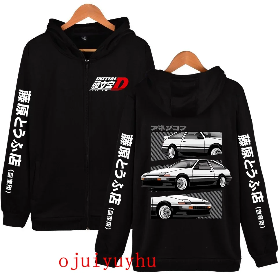 Initial D Korean Style Zippper Jackets Sweatshirts AE86 Zip Up Hoodies Anime Gothic Y2k Pullovers Mange Vintage Streetwear