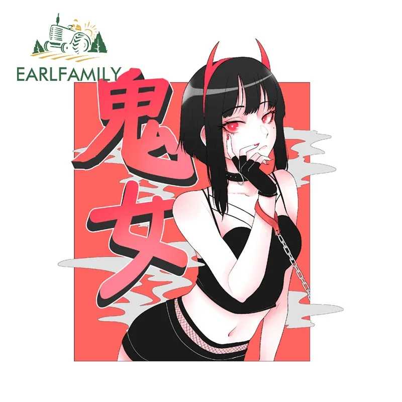 

EARLFAMILY 13 см x 11,5 см наклейки на автомобиль с изображением девушки-демона, водонепроницаемые наклейки на бампер, интересные аксессуары для скейтборда и авто